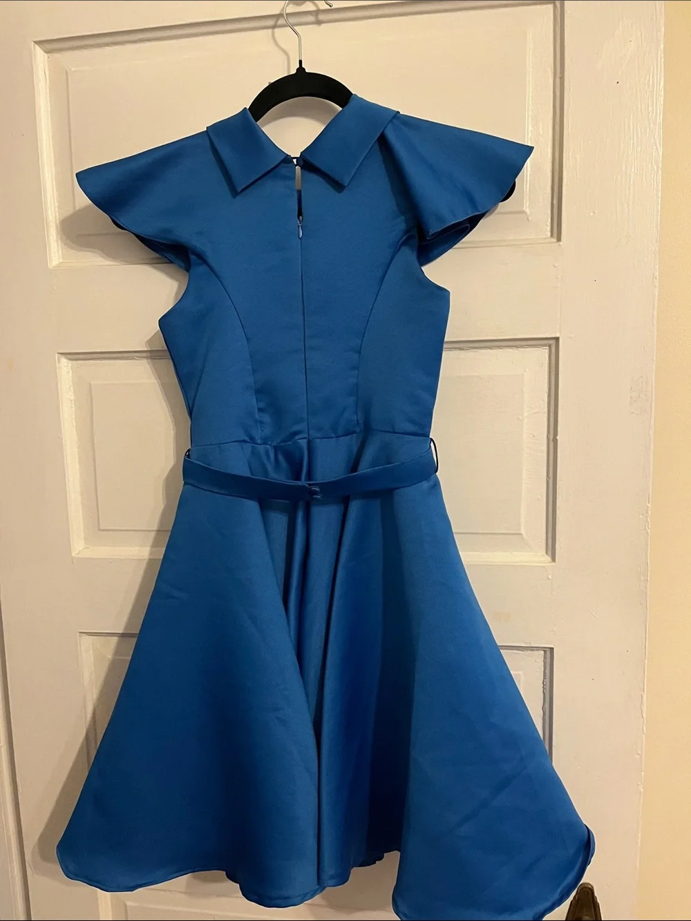 Source Unknown Royal Blue Ruffle-Collar Fit-and-Flare Dress